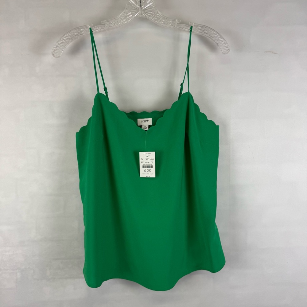 J. Crew Vibrant Green Scalloped Camisole New with Tags